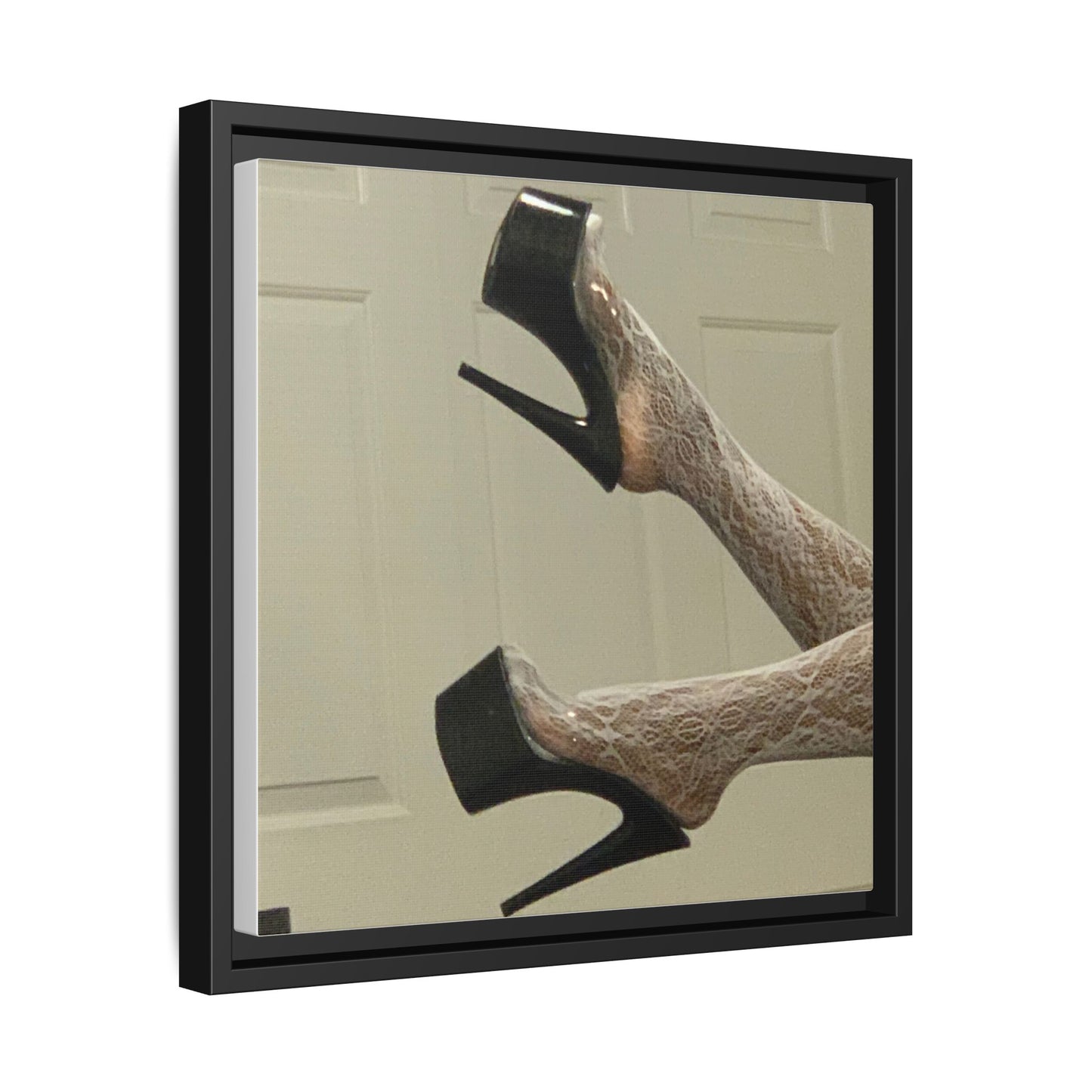 TORRIRAINN Framed Canvas Art - Lace Stockings with Platform Heels