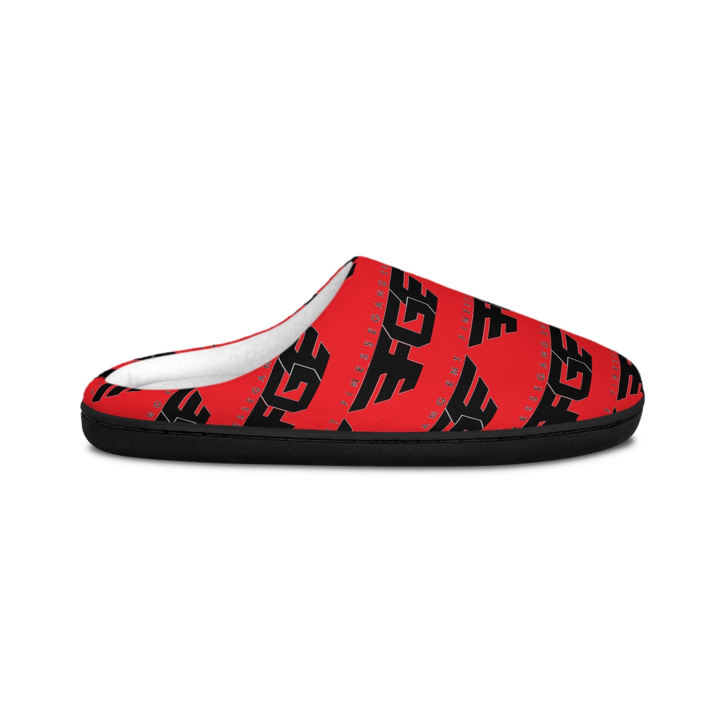 WOMAN's Red FGE Black Logo Pattern Cozy House Shoes