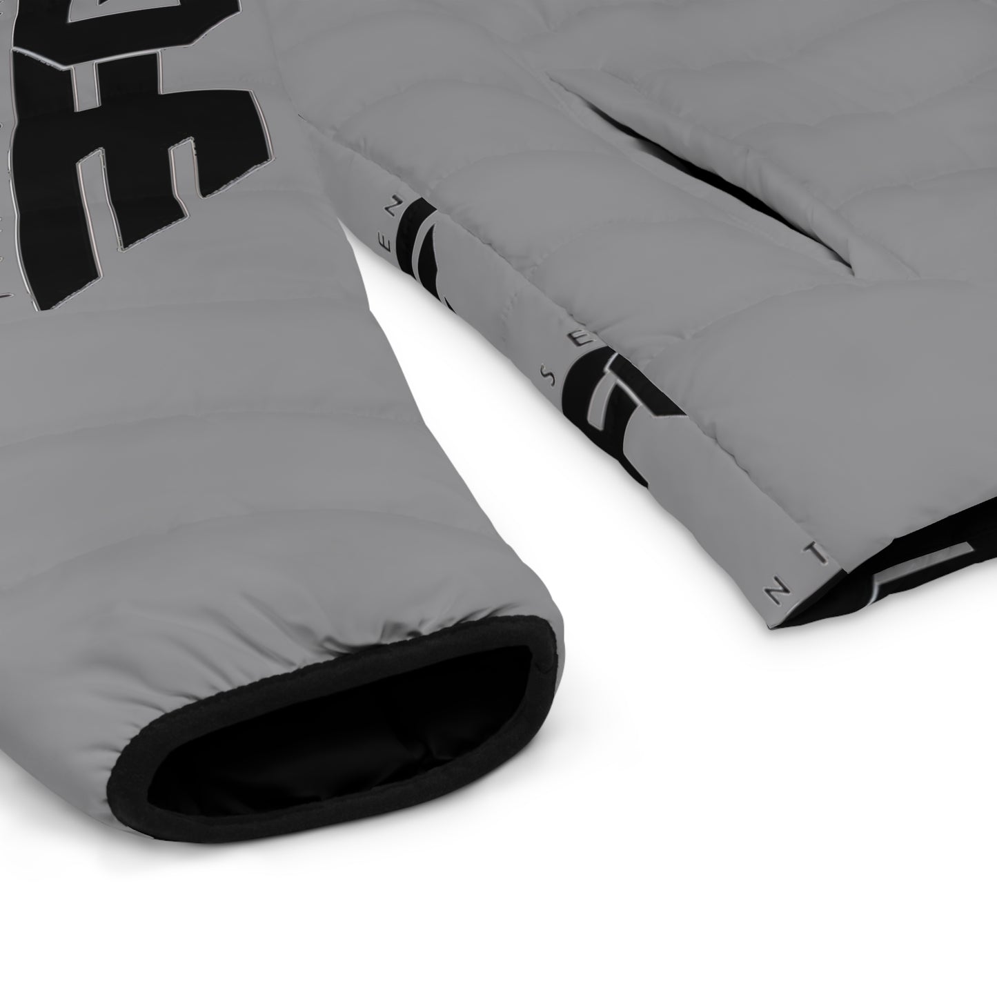 FGE BLACK Puffer Jacket — FGF Logo Streetwear Quilted Coat