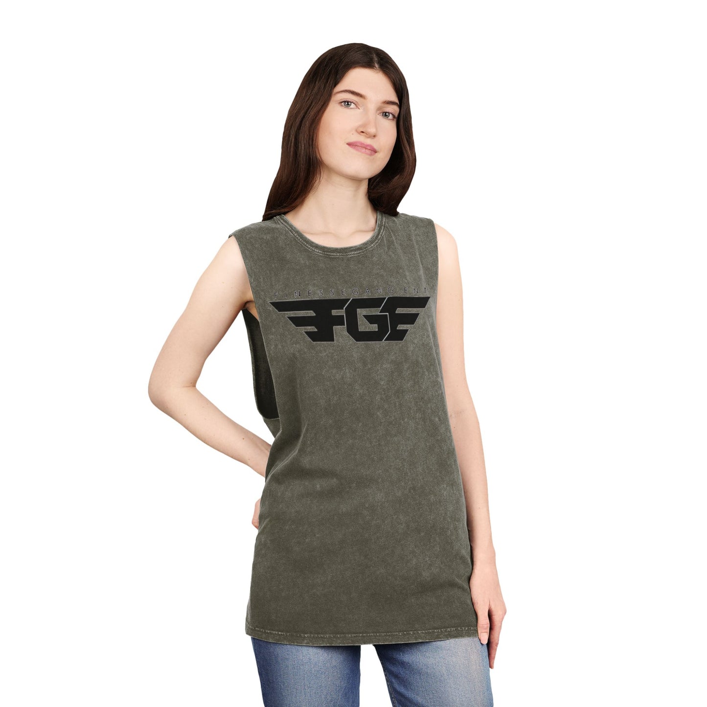 FGE Unisex Stonewash Graphic Tank Top - Retro Vintage Style