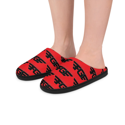WOMAN's Red FGE Black Logo Pattern Cozy House Shoes