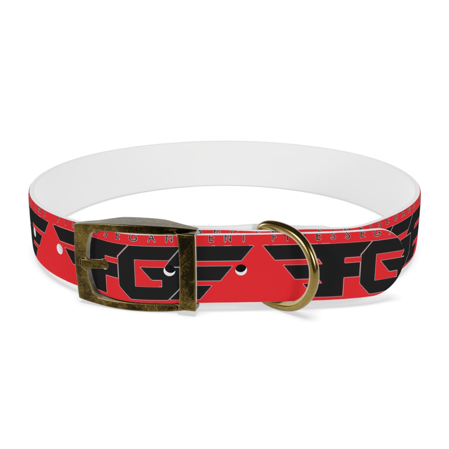 Bold Stylish Dog Collar - Vibrant Red Design with Logos for Trendy Pets