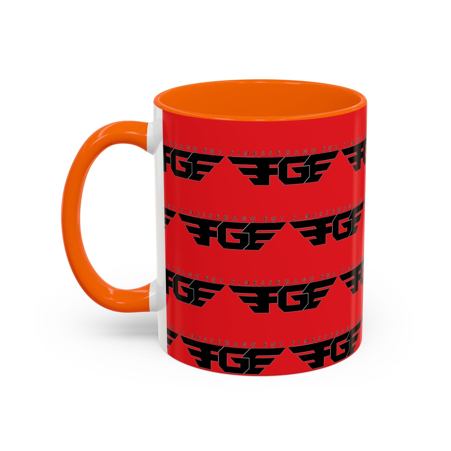 FGE Accent Coffee Mug — Bold Red & Black FGF Logo Pattern (11/15oz)