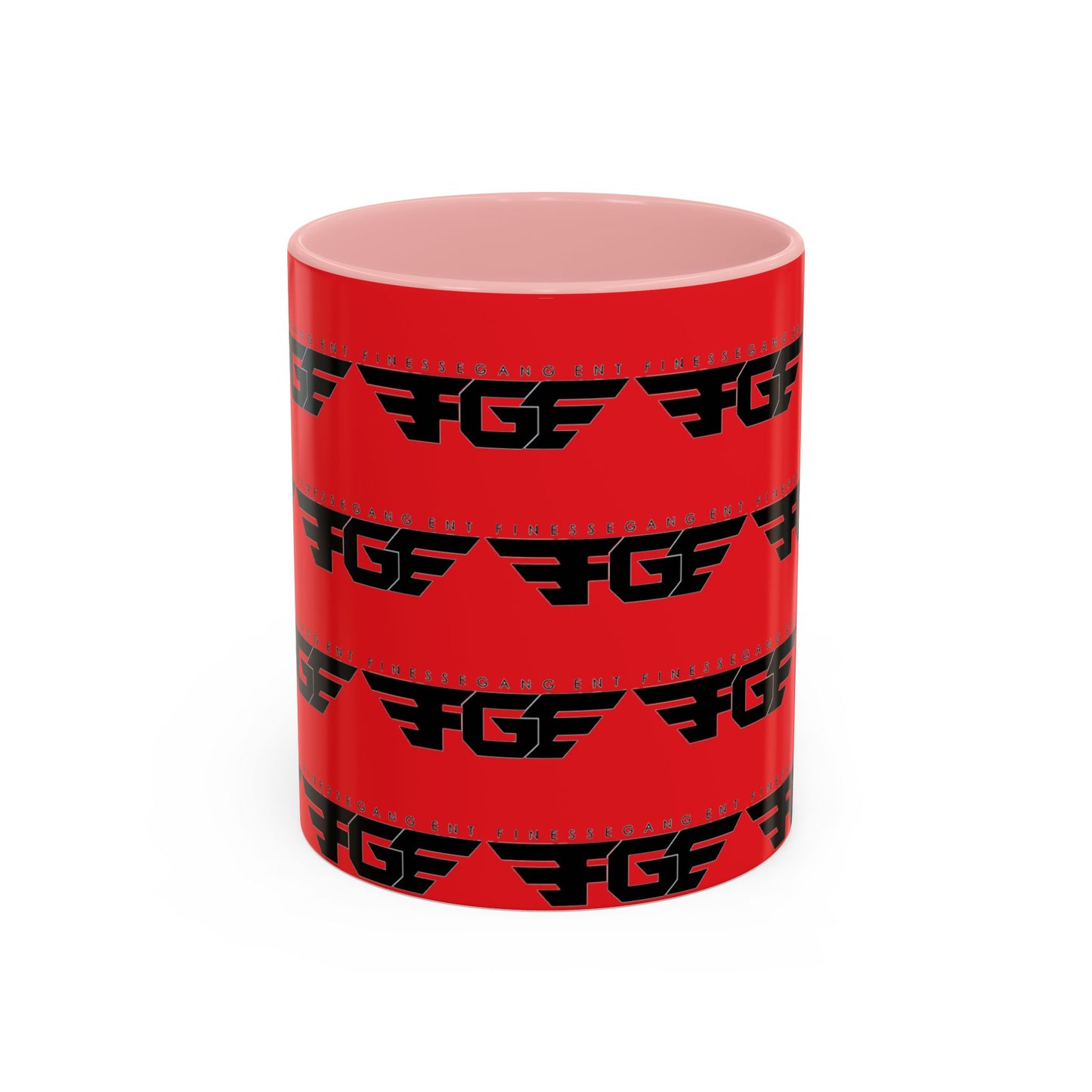 FGE Accent Coffee Mug — Bold Red & Black FGF Logo Pattern (11/15oz)