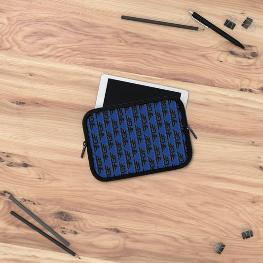 Stylish FGE Laptop Sleeve for Trendy Professionals, Tech Accessories, Gift for Students, Personalized Case, Black and Blue