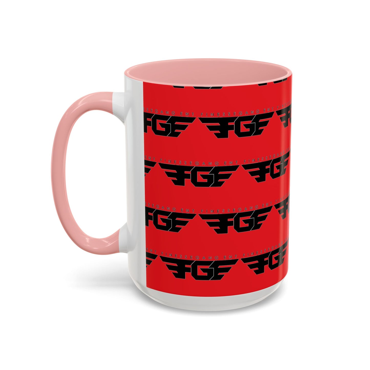 FGE Accent Coffee Mug — Bold Red & Black FGF Logo Pattern (11/15oz)
