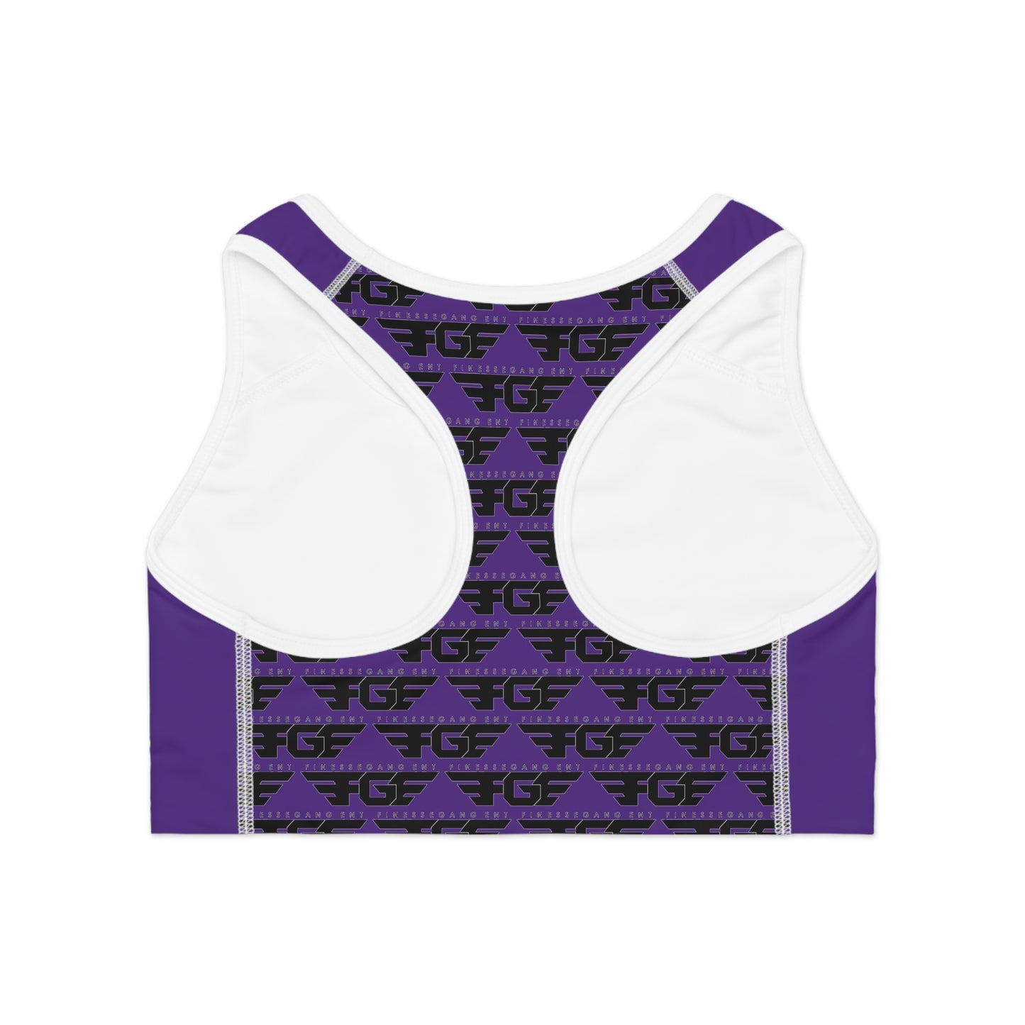 Purple FGE Fitness Sports Bra with Logo Designs, Gym Wear, Workout Gear, Athletic Apparel, Fitness Gift for Her