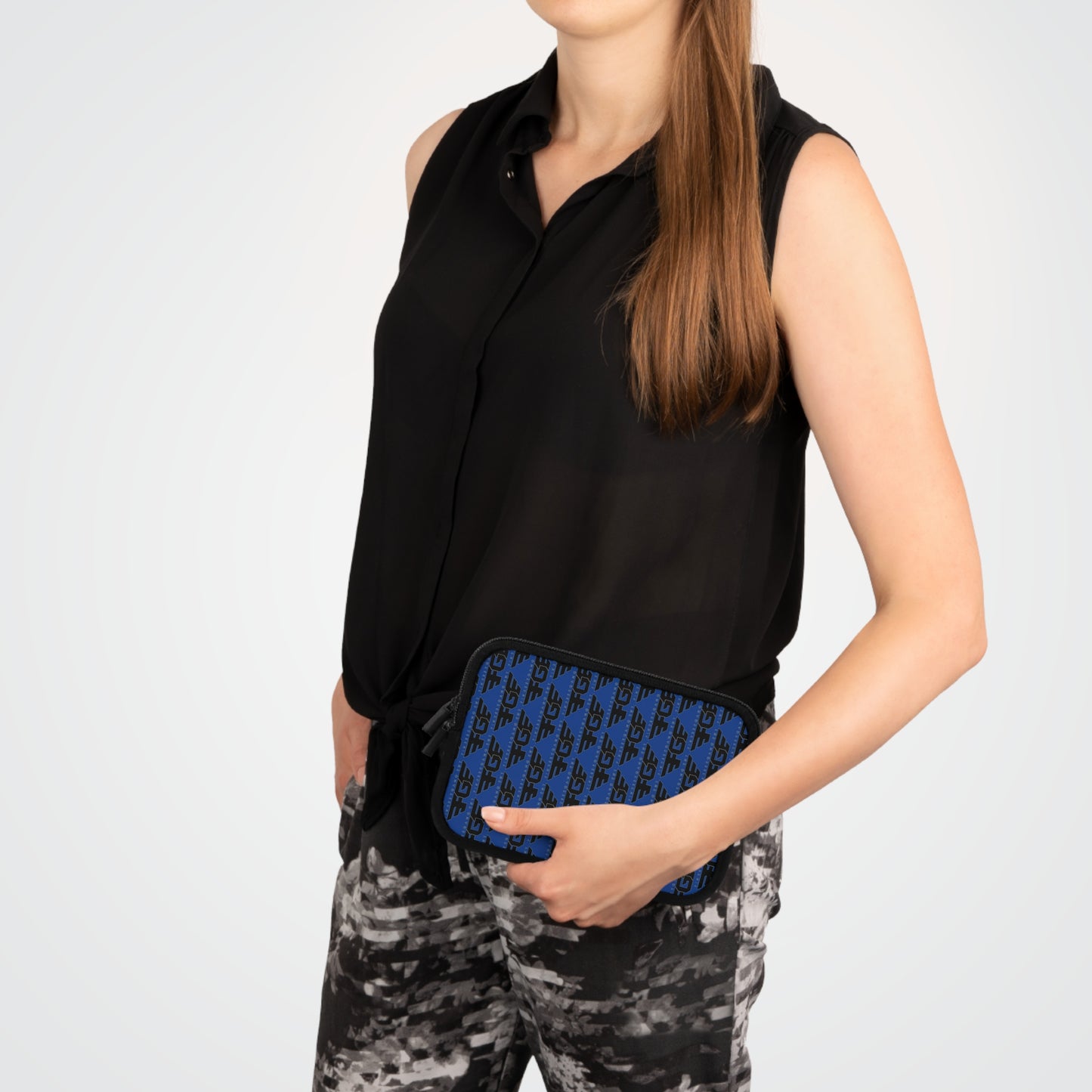 Stylish FGE Laptop Sleeve for Trendy Professionals, Tech Accessories, Gift for Students, Personalized Case, Black and Blue
