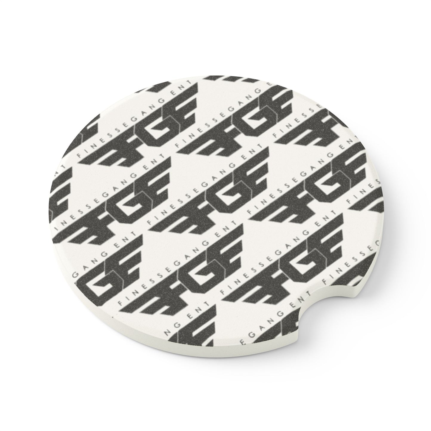 Stylish FGE Soapstone Car Coaster, Finessegang Ent Decorative Coaster, Car Accessories Gift, Unique Auto Decor, Custom Coaster Set