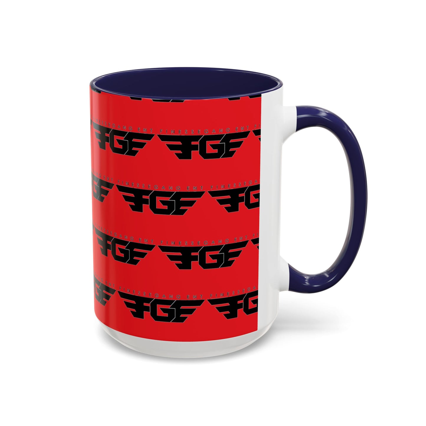 FGE Accent Coffee Mug — Bold Red & Black FGF Logo Pattern (11/15oz)