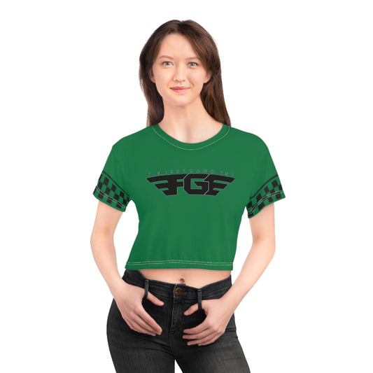 Green FGE Urban Style Graphic Crop Tee
