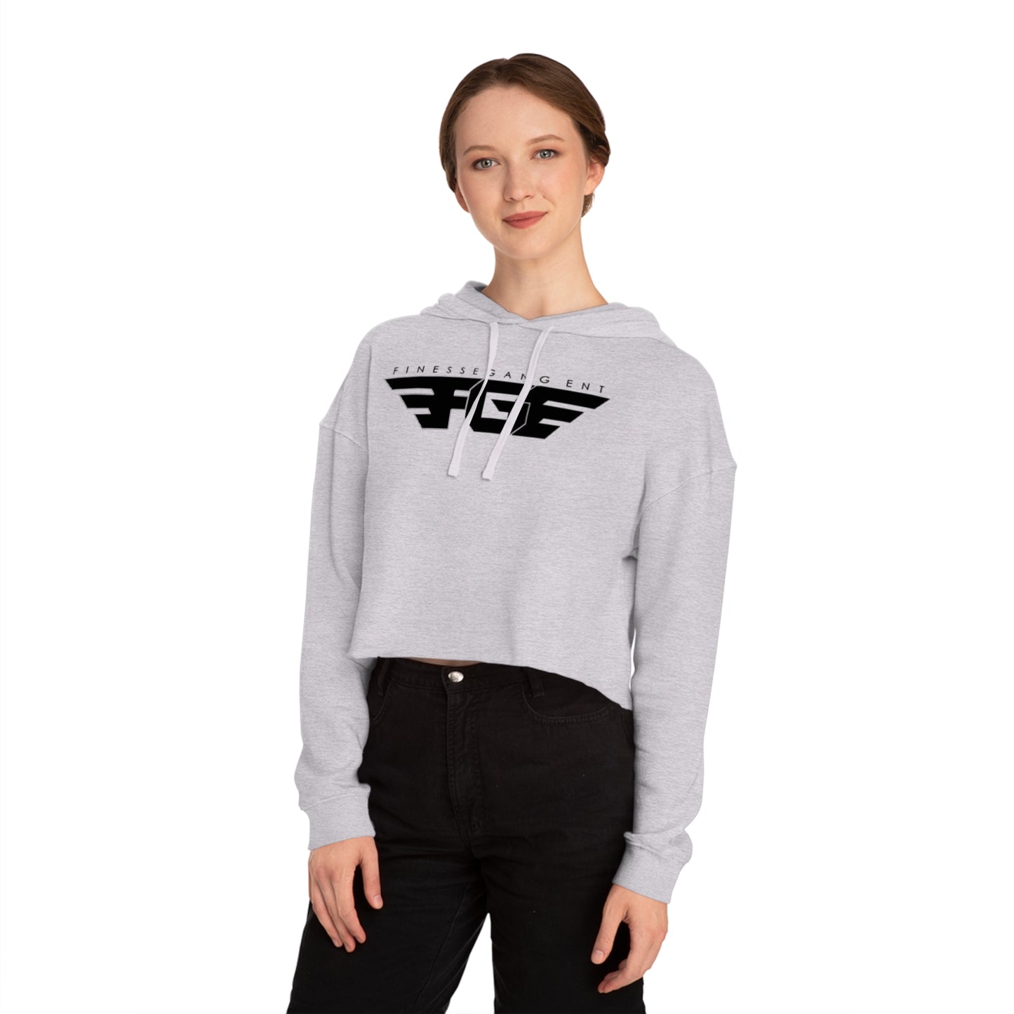 FGE Women’s Cropped Hoodie - Fitness Gang Black Logo Sweatshirt