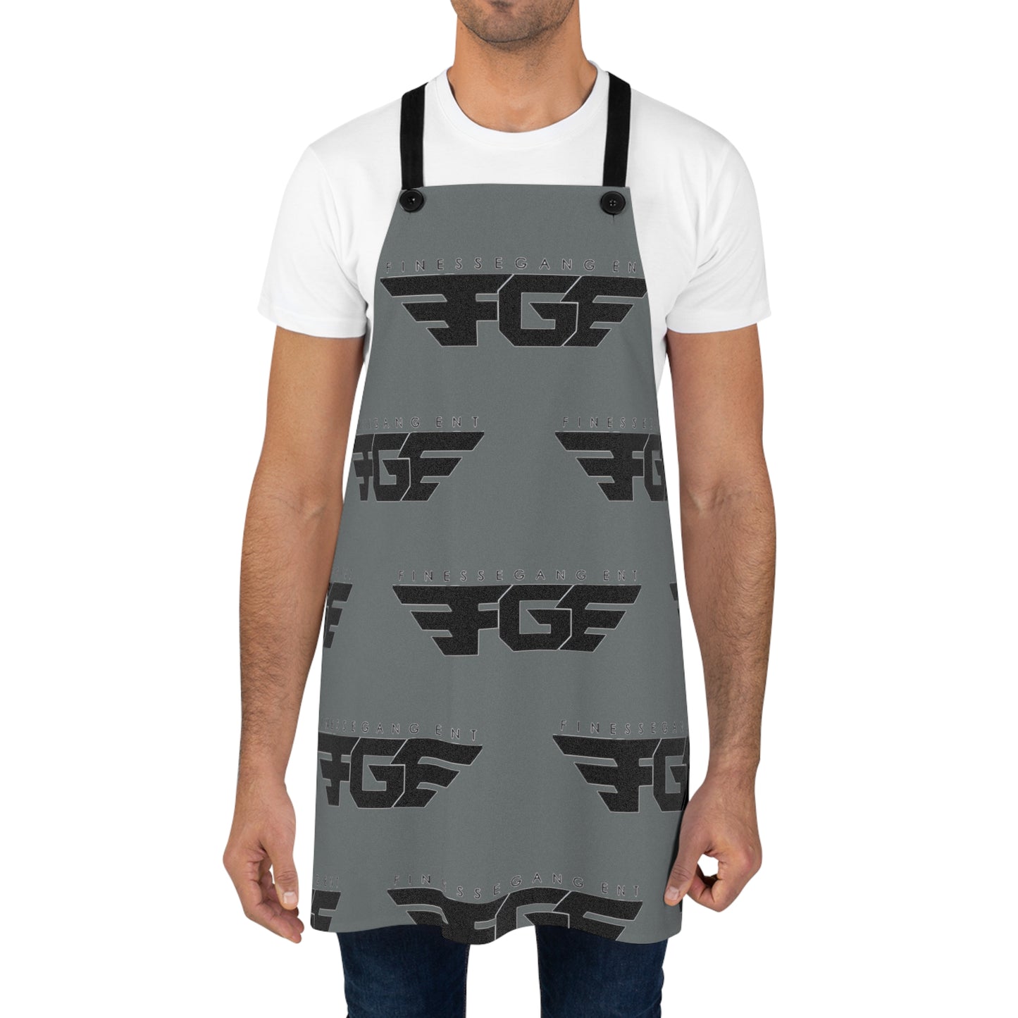 Apron — Grey Industrial 'FGF' Wing Logo Pattern Cooking Apron