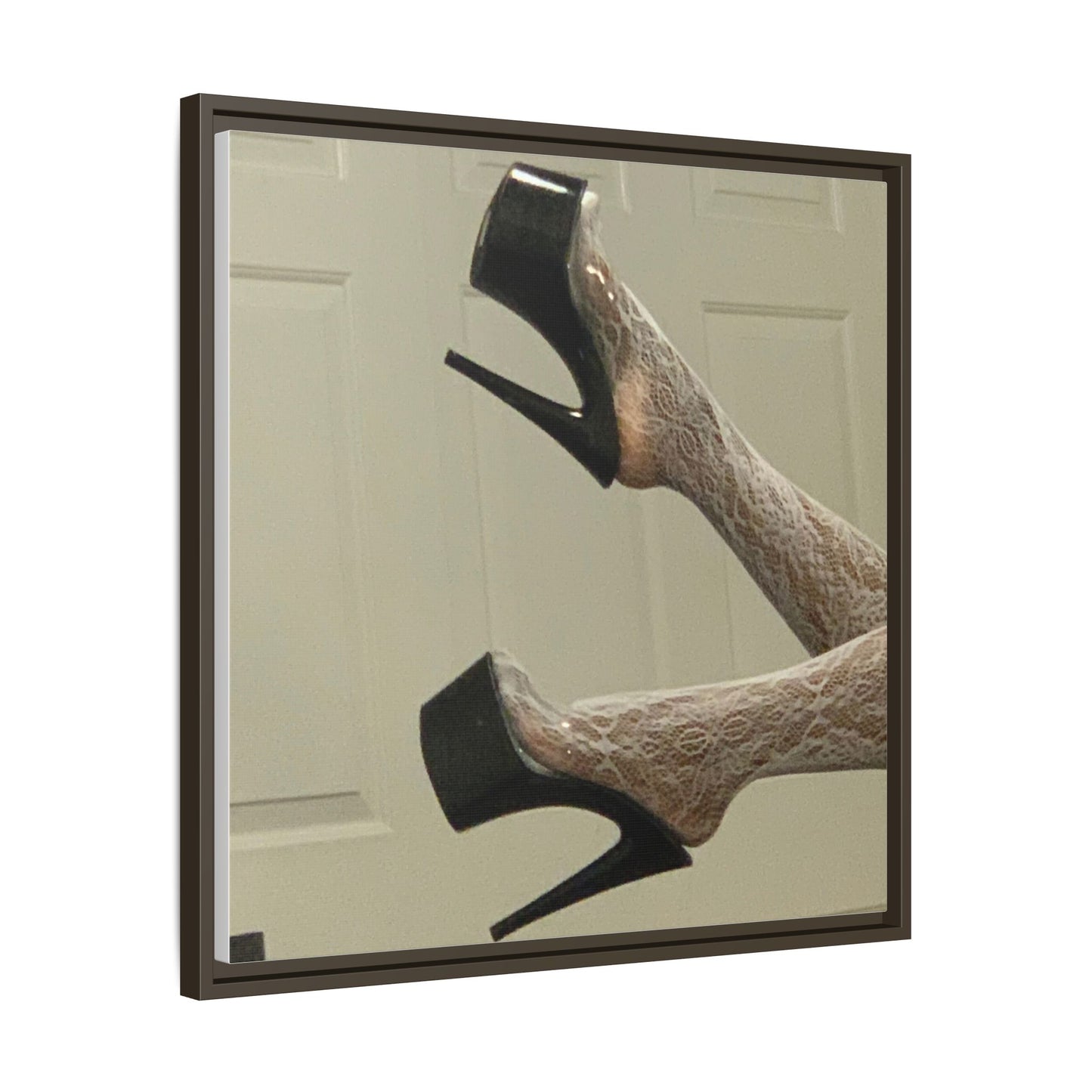 TORRIRAINN Framed Canvas Art - Lace Stockings with Platform Heels