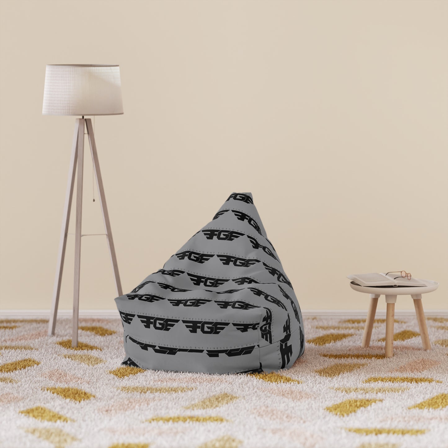 FGE Stylish Bean Bag Chair Cover - Modern Grey Design for Relaxation and Fun