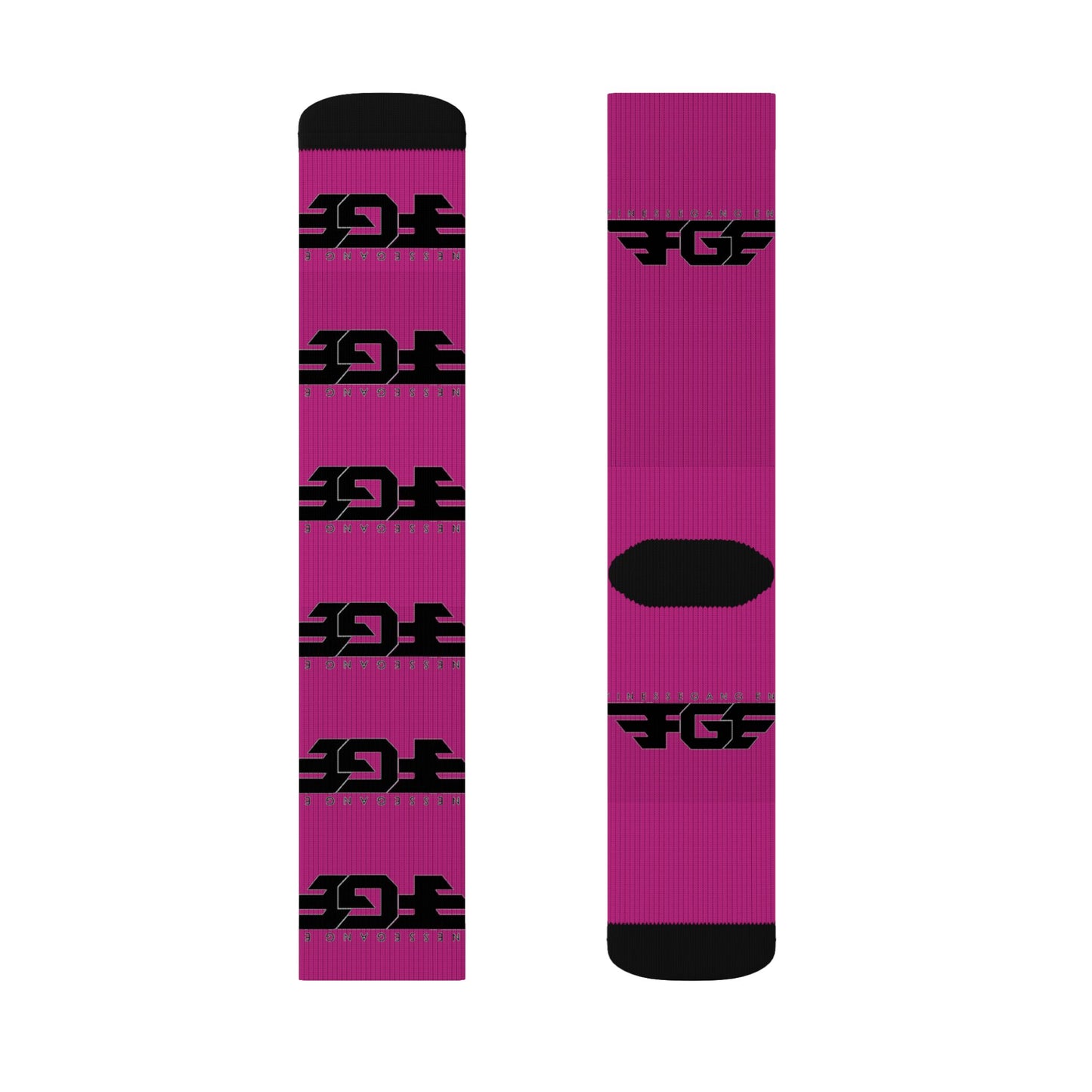 FGE Magenta Logo Sublimation Socks - Bold Branded Crew Socks