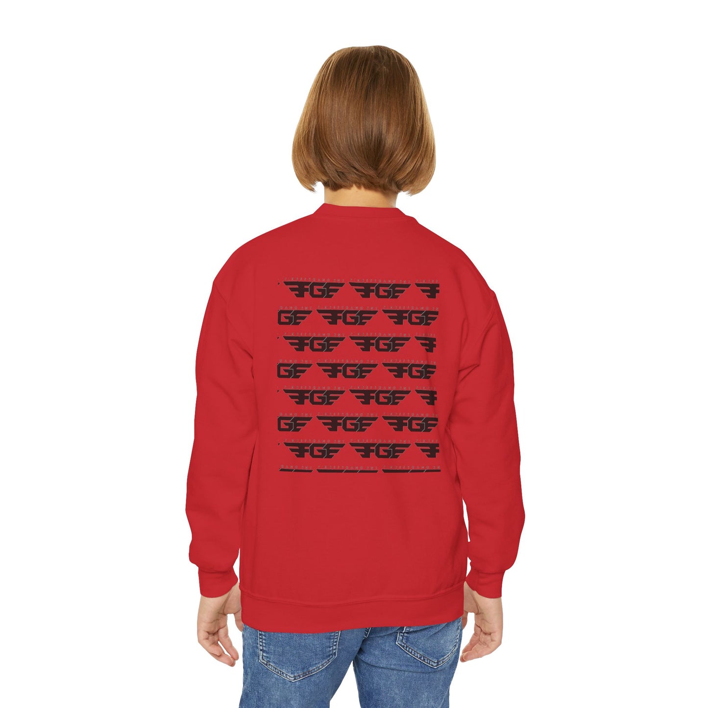 FGE Youth Crewneck Sweatshirt - Retro Flight Wing Logo Graphic